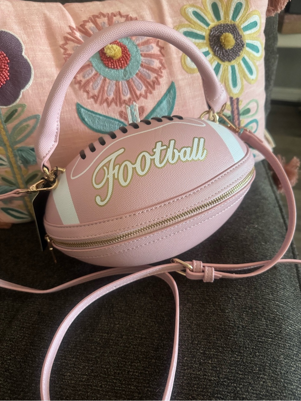Pink Football-Shaped Crossbody Bag - Fashionable Womens Handbag